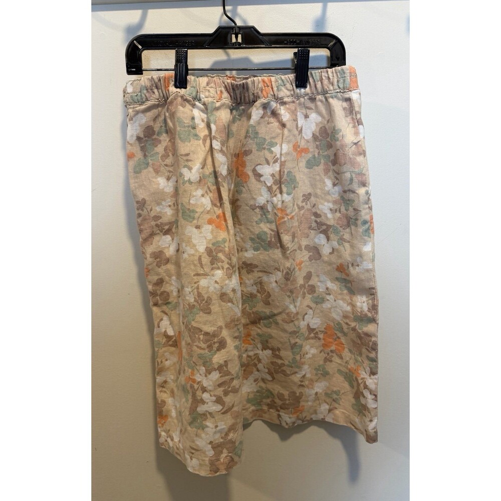 L.L.Bean 100% Linen Floral Patterned Skirt